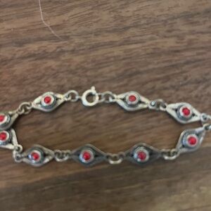 Elegant Silver and Red Women's Bracelet
